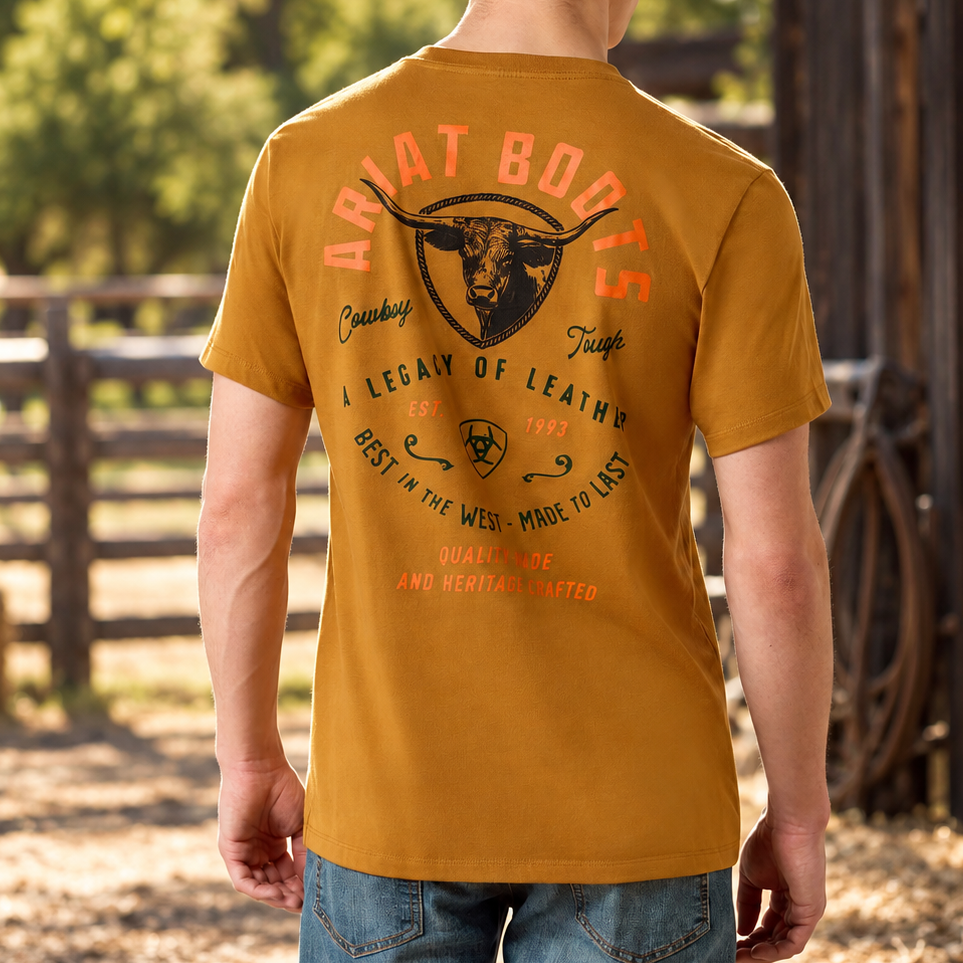 Image of Stampede Craft Bone Brown – motif au dos – lifestyle RODEO BIKER