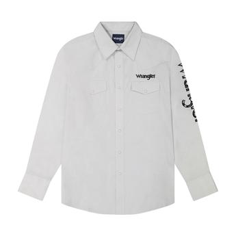 Image of Wrangler® Long Sleeve Logo Shirt - Classic Fit - Snaps
