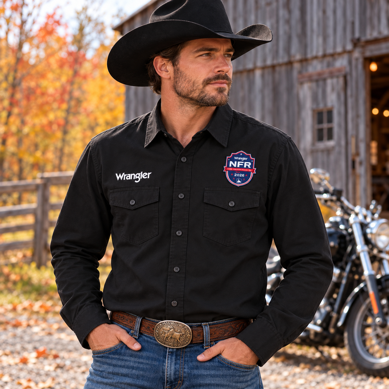 Image of 112385932 — RODEO BIKER western motorcycle lifestyle — AI-generated from supplier product reference