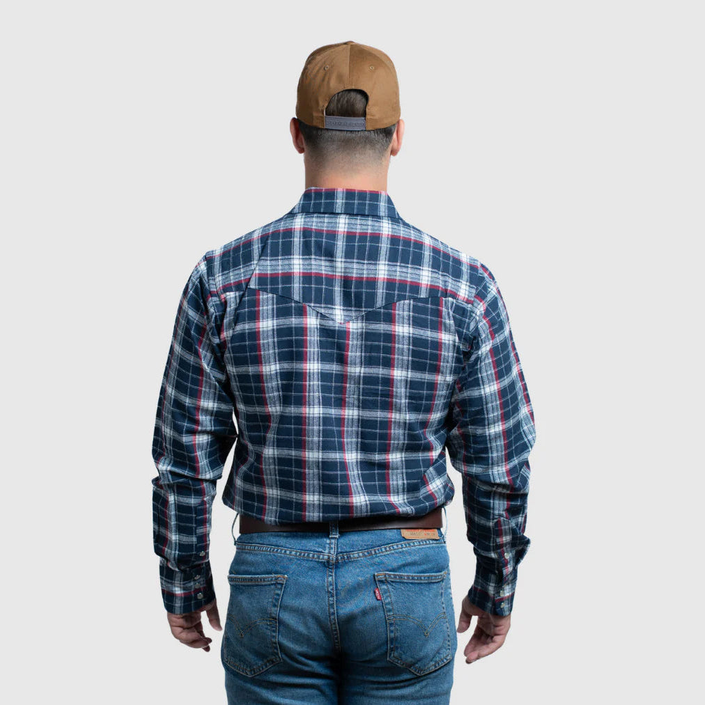 Image of Flannel Snap Shirt - Blue - Men