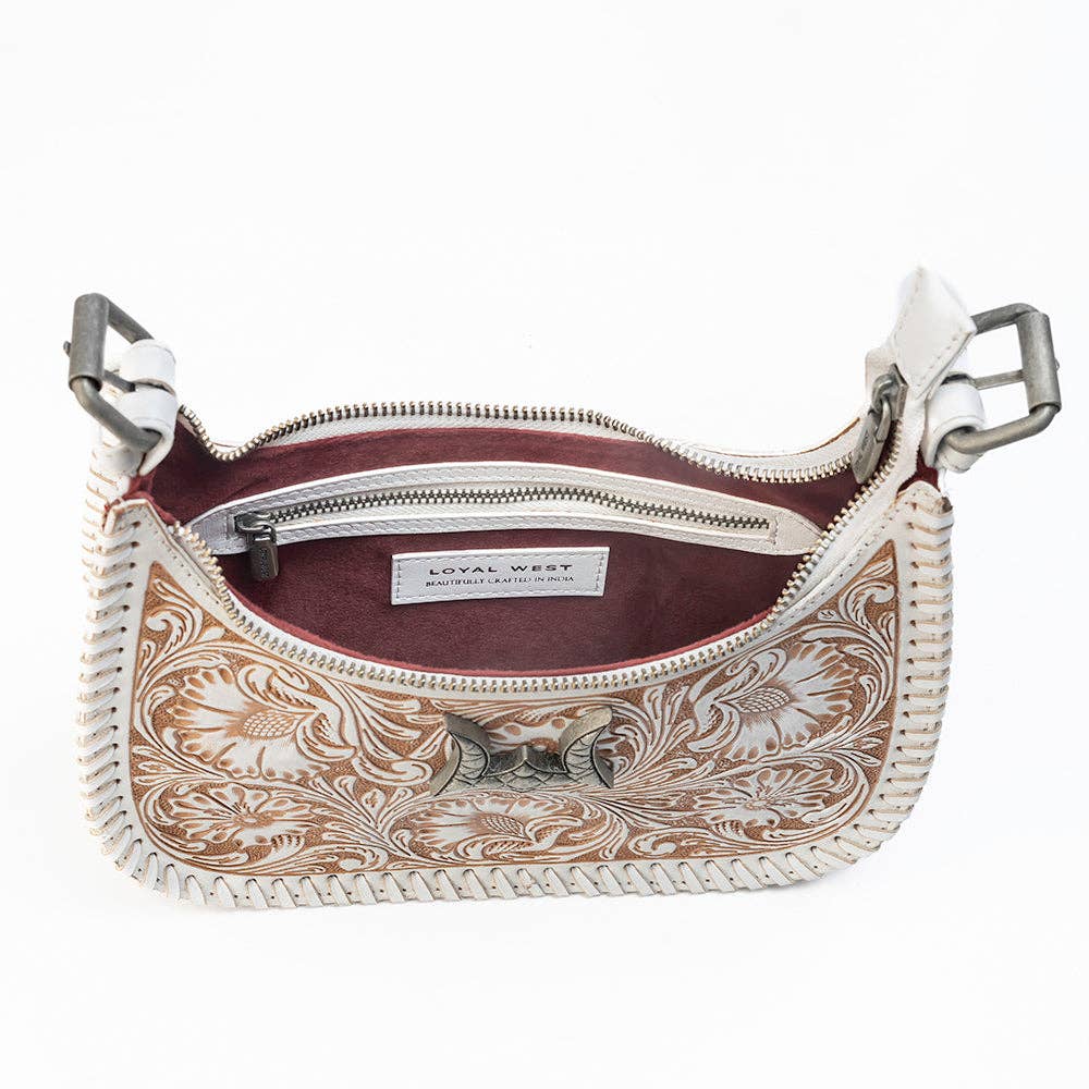 Image of Sac à bandoulière en cuir travaillé à la main