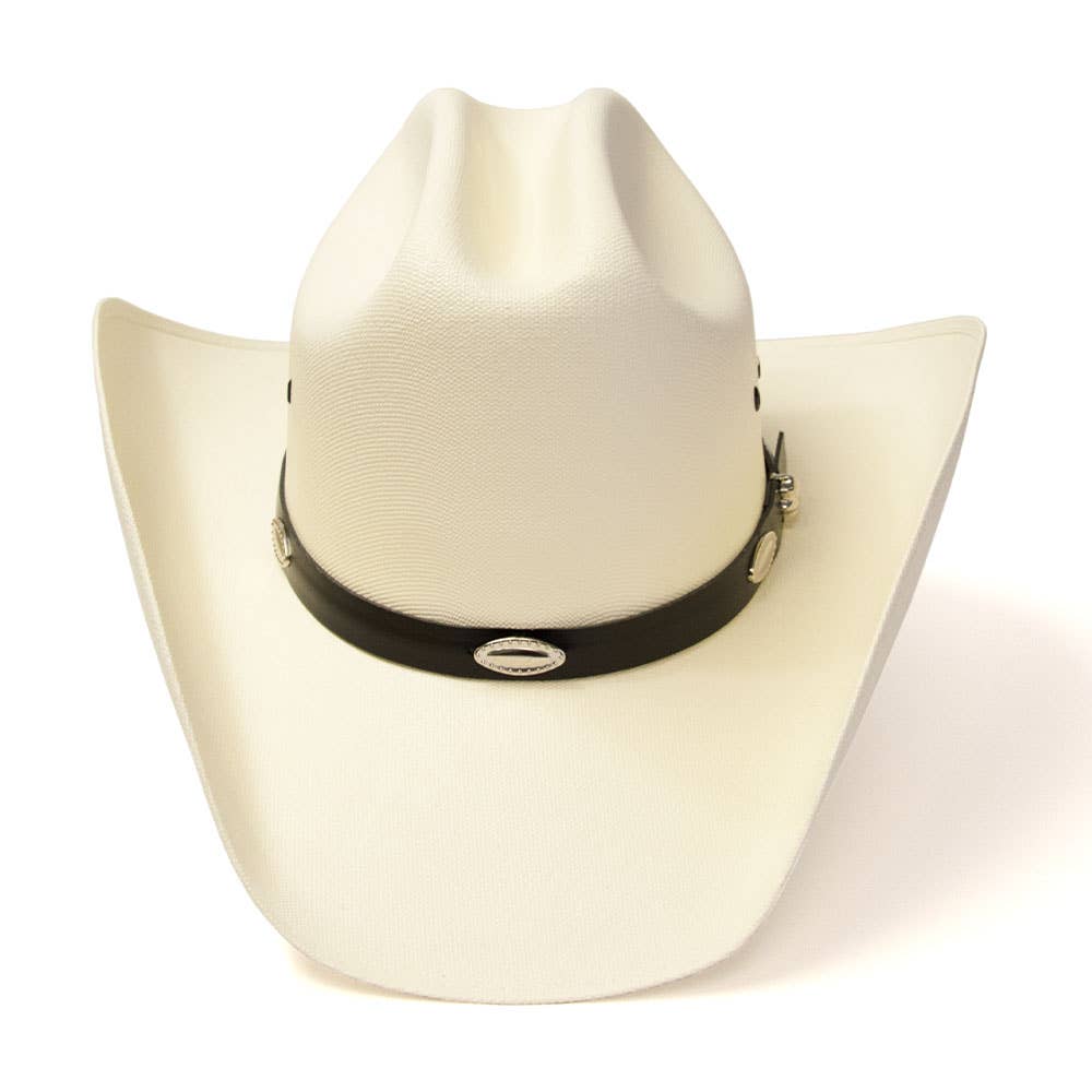 Image of Western Cattleman Straw Cowboy Hat with Silver Concho Band