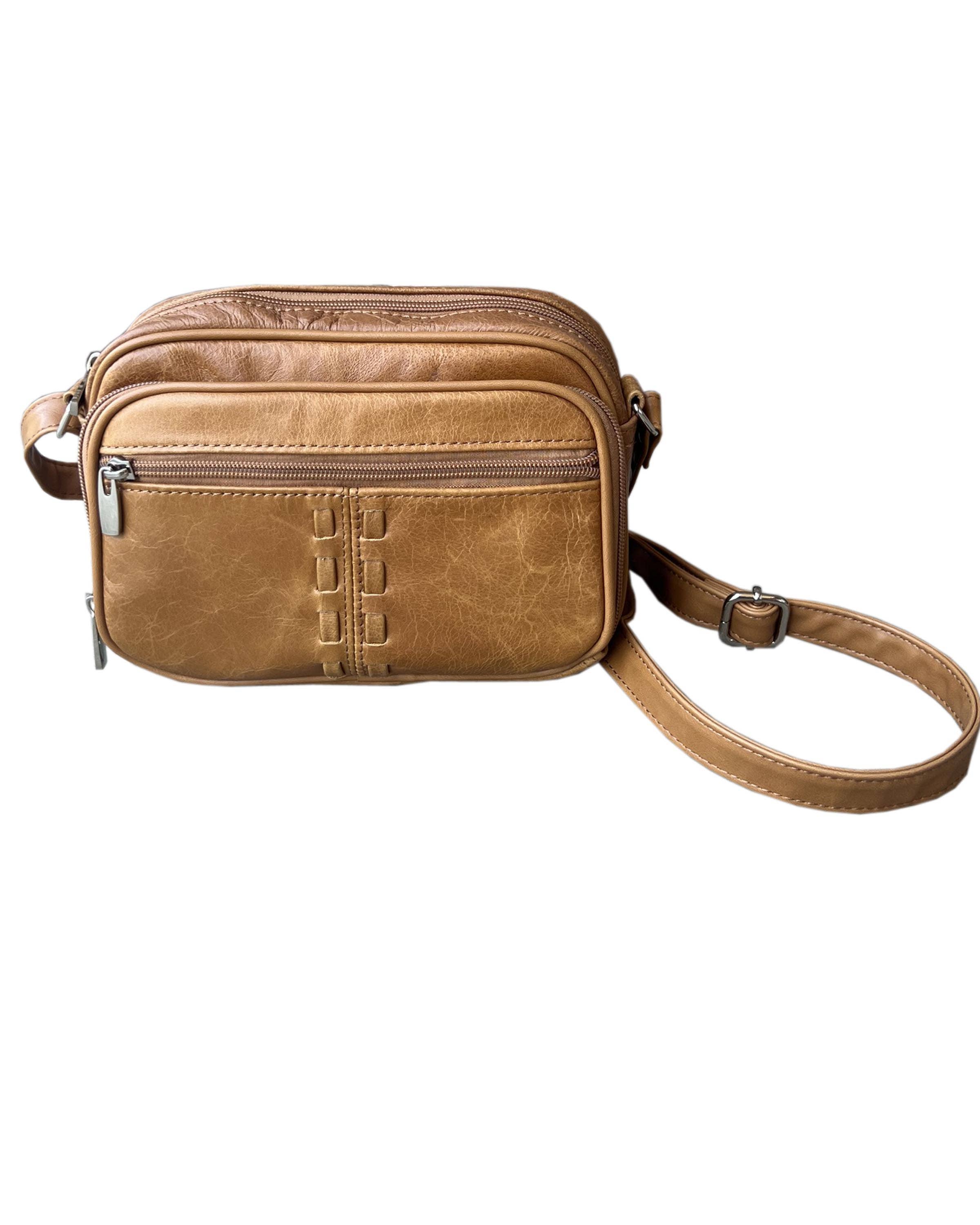 Image of Oiled Cowhide Leather Crossbody Bag – Brown