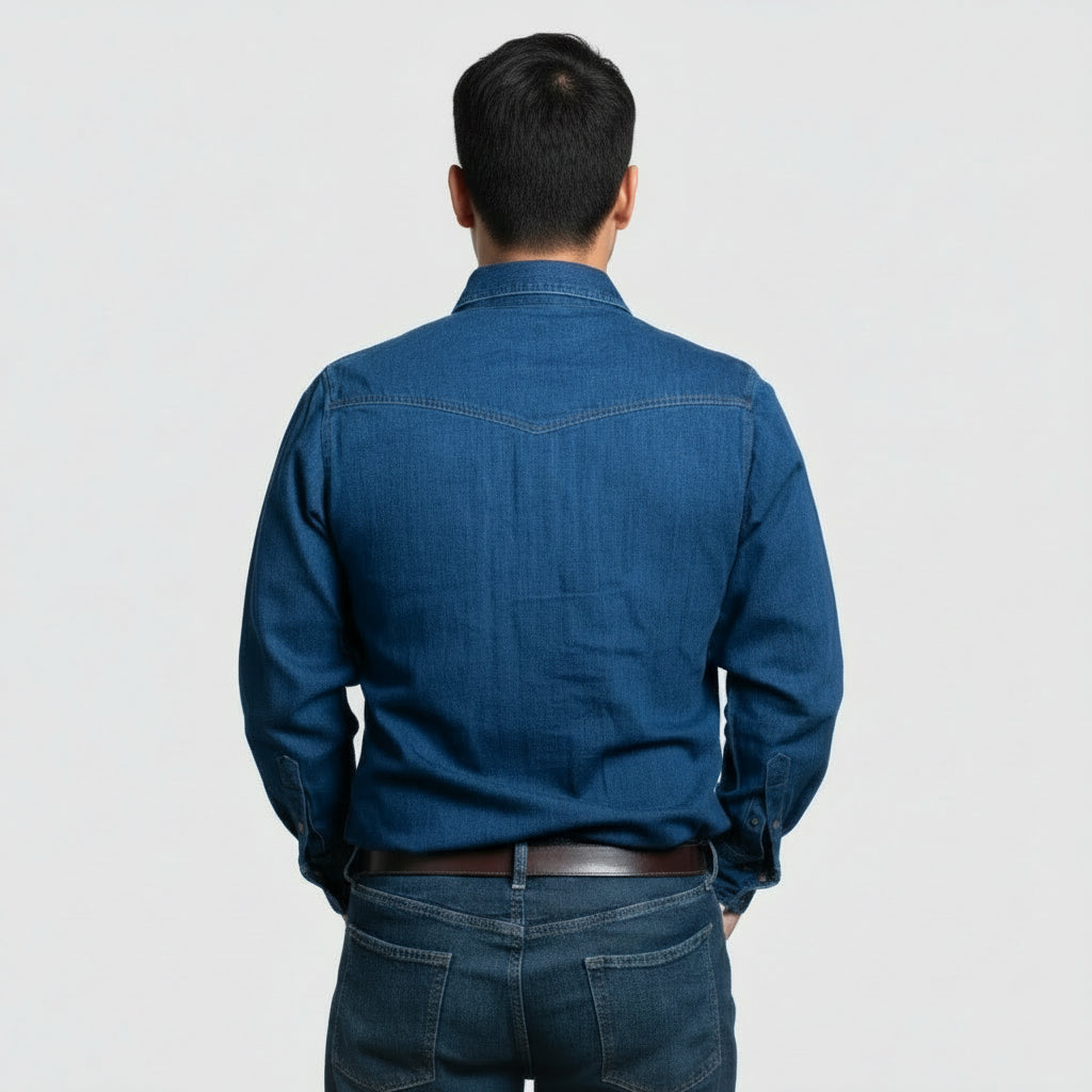 Image of Classic Western Denim Shirt - Men