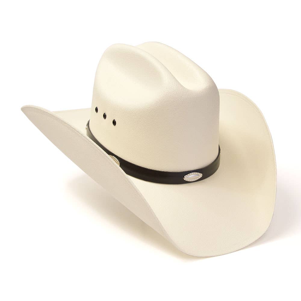 Image of Western Cattleman Straw Cowboy Hat with Silver Concho Band