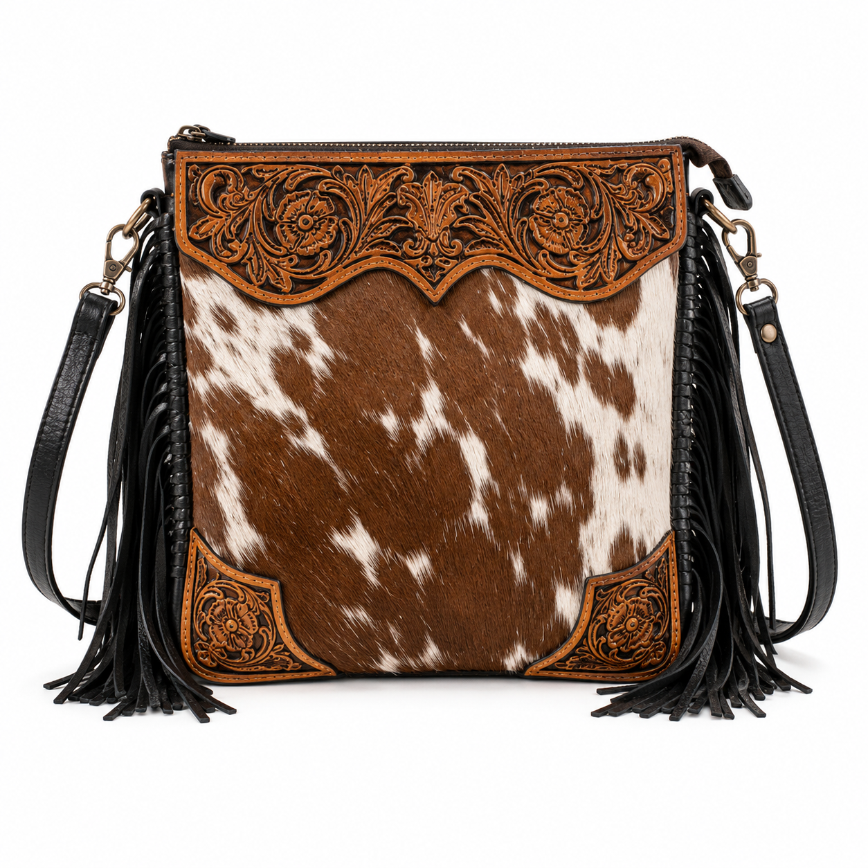 Image of Tumbleweed Trail Hair-On Leather Fringe Crossbody Bag