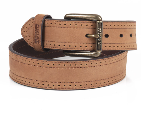 Image of Work Perforated Edge Belt – Medium Brown – Ariat A1700344