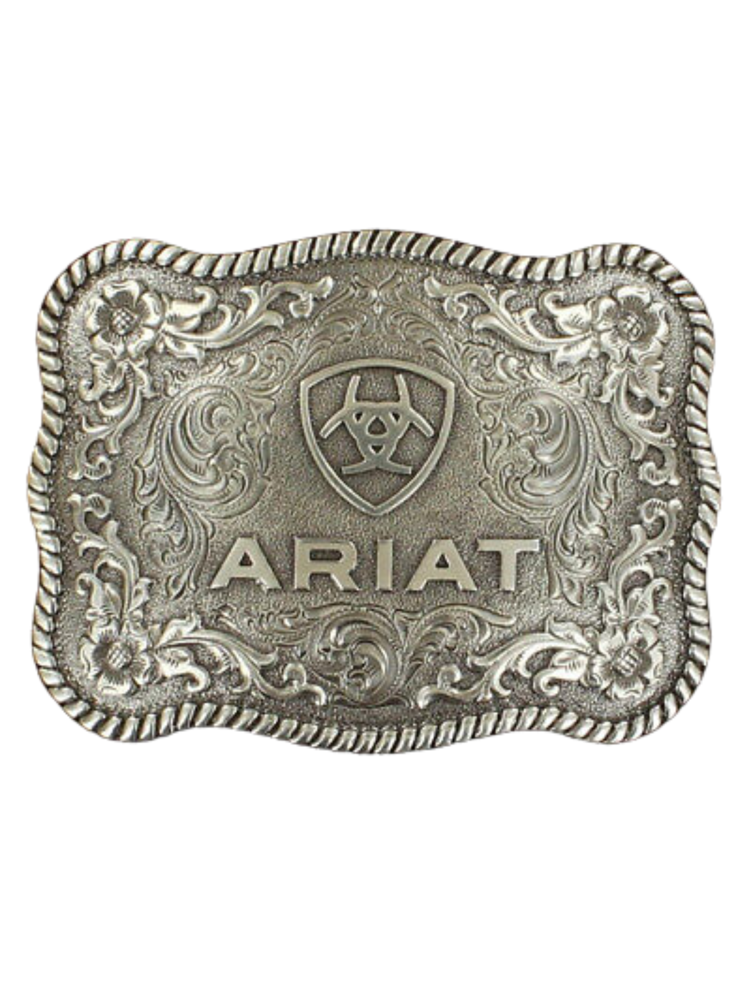 Image of Rectangle Rope Edge Buckle – Antique Silver – Ariat A37006