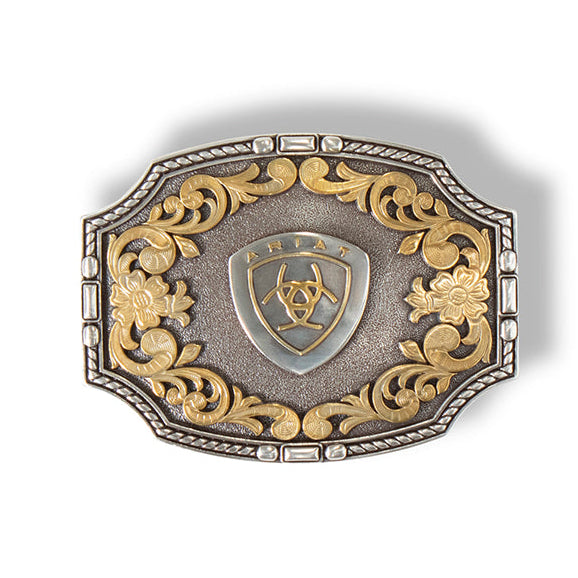 Image of Rectangle Rope Edge Floral Buckle – Ariat A37023