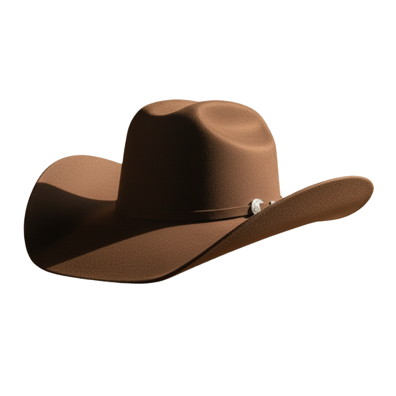 Image of Brown cowboy hat on a white background