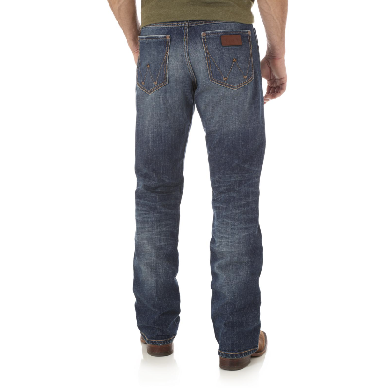 Image of Person wearing blue jeans on a white background