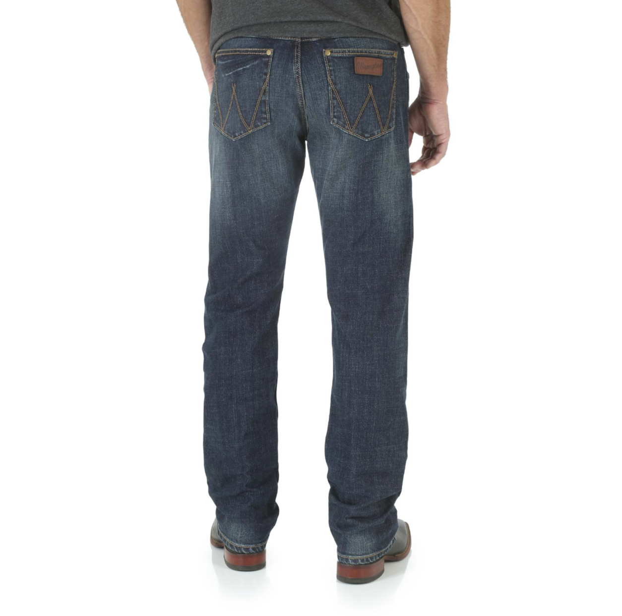Image of Person wearing blue jeans on a white background