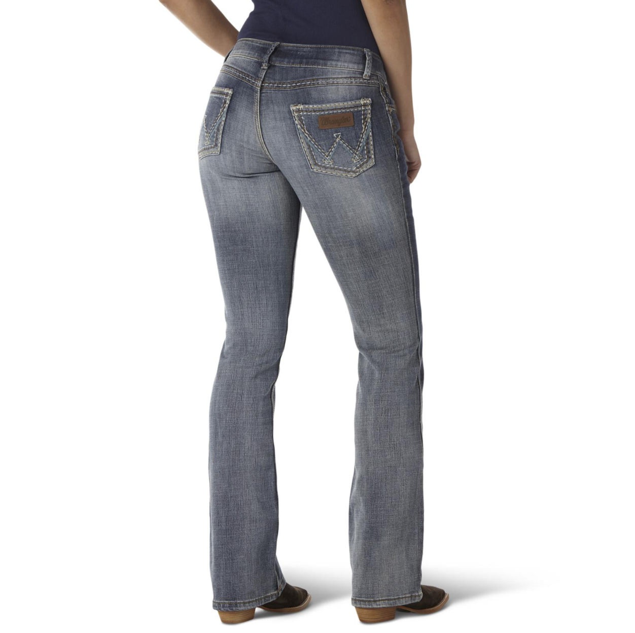 Image of Wrangler® Retro® Sadie Low Rise Bootcut Jean – Medium Blue Women’s | 07MWZDW