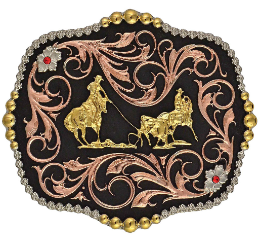 Image of Tri-Color Team Ropers Traditional Attitude Buckle