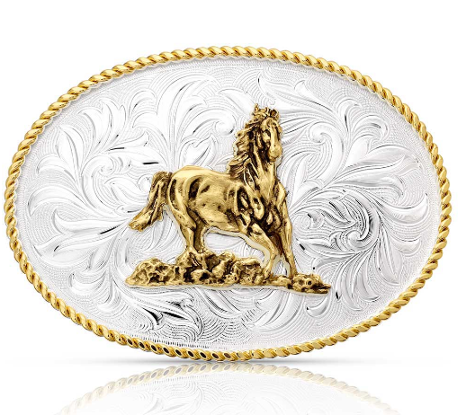 Image of Rosebud Legacy Buckle with Galloping Horse