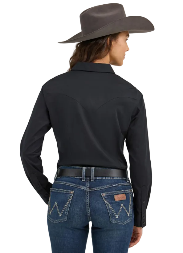 Image of Person wearing a black long-sleeve shirt and blue jeans with a gray cowboy hat on a white background