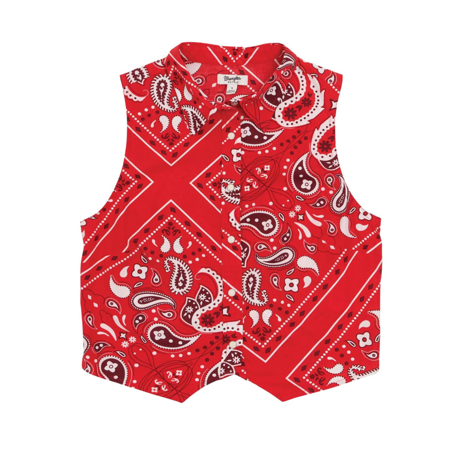 Image of Chemise sans manches western Wrangler Retro Americana, imprimé bandana rouge
