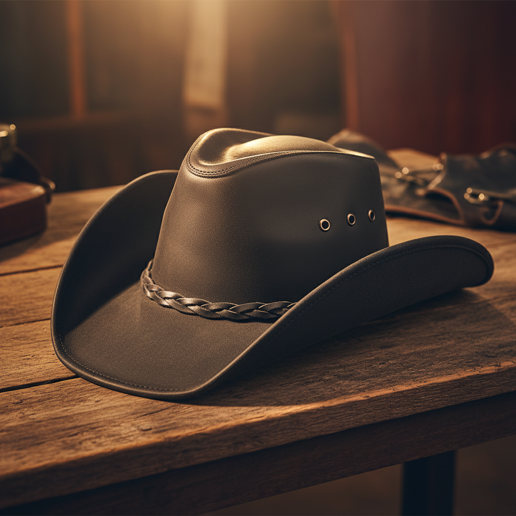 Image of Hollywood Black Leather Cowboy Hat