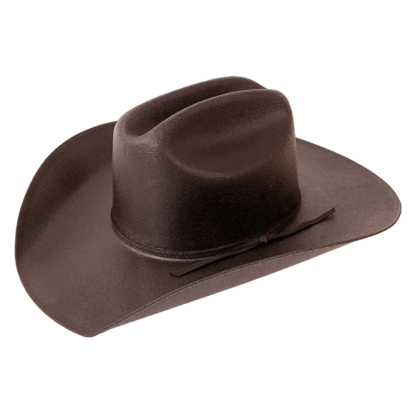 Image of Brown cowboy hat on a light gray background
