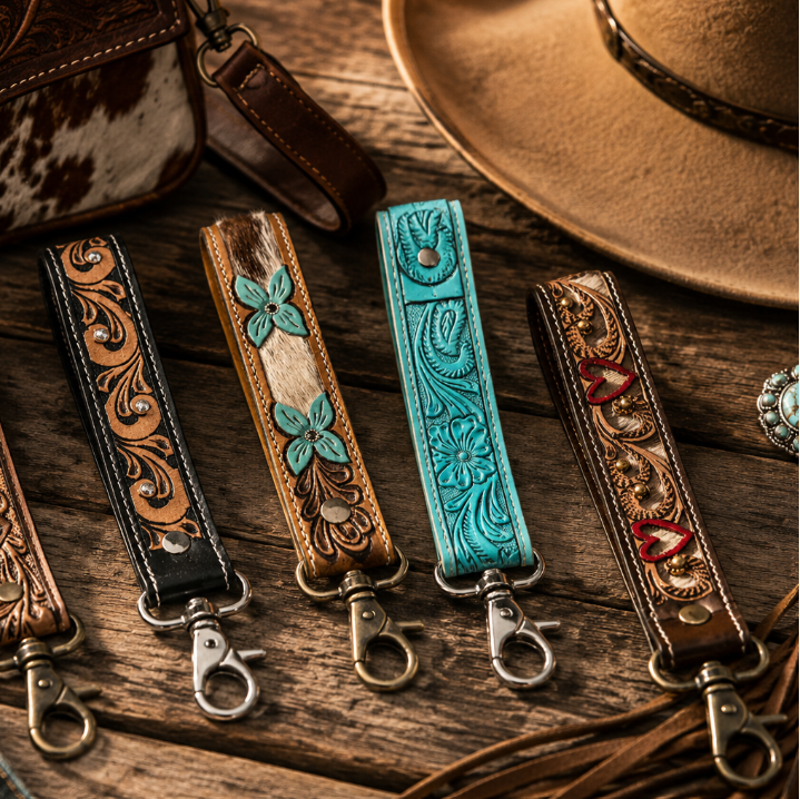 Image of Collection de porte-clés western en cuir