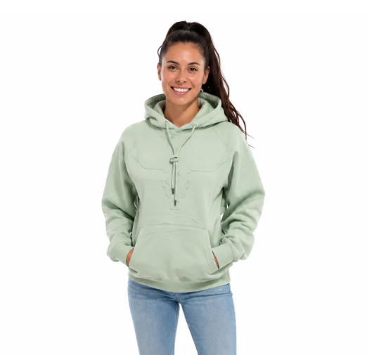 Image of Chandail à capuchon Embossed Skull Shack Story pour femme – Menthe
