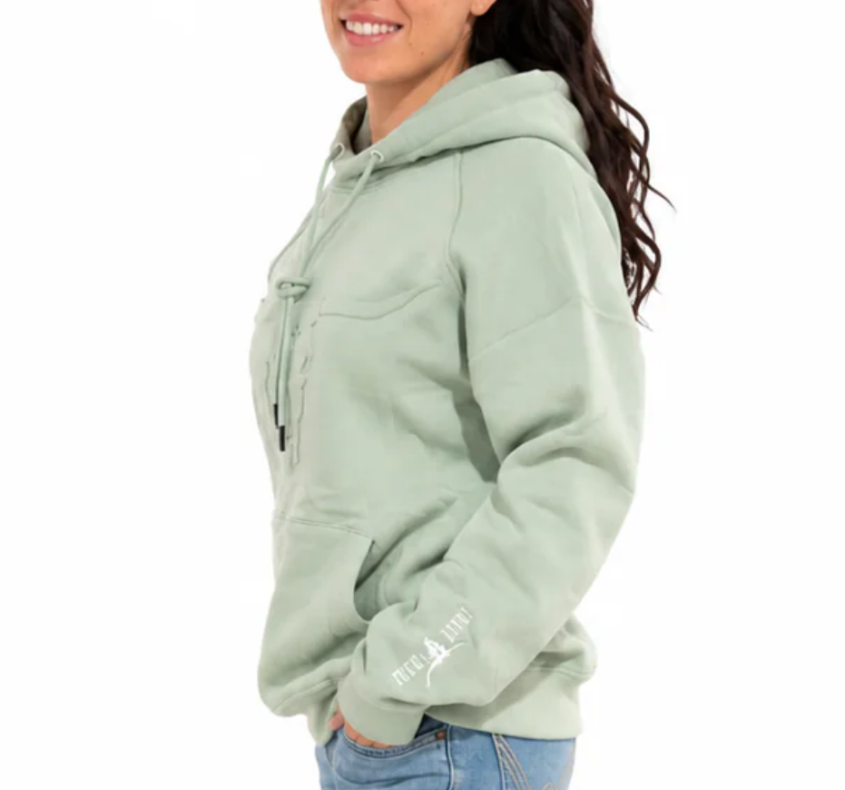 Image of Chandail à capuchon Embossed Skull Shack Story pour femme – Menthe