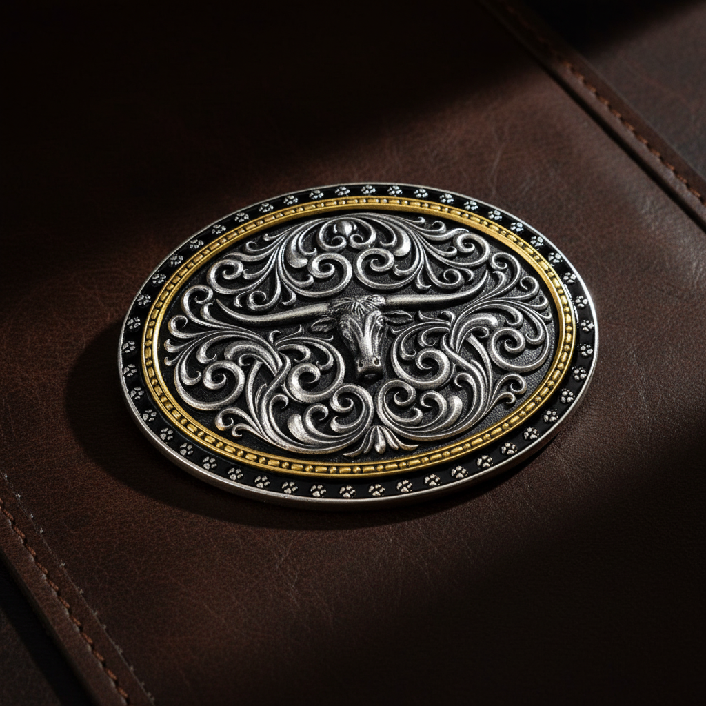 Image of Montana Silversmiths Two Tone Stockyard Longhorn Buckle – A1077P