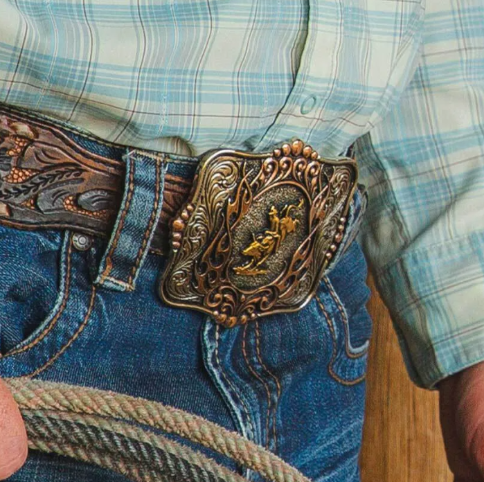 Image of Montana Silversmiths Code of the West Bull Rider Buckle – A1038P