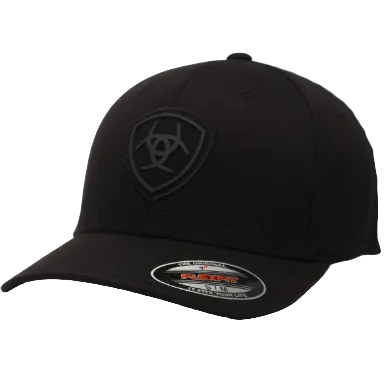 Image of Black Flexfit Cap with Tonal Shield Logo