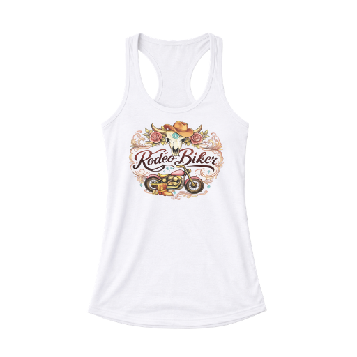 Image of White tank top with graphic design on a white background