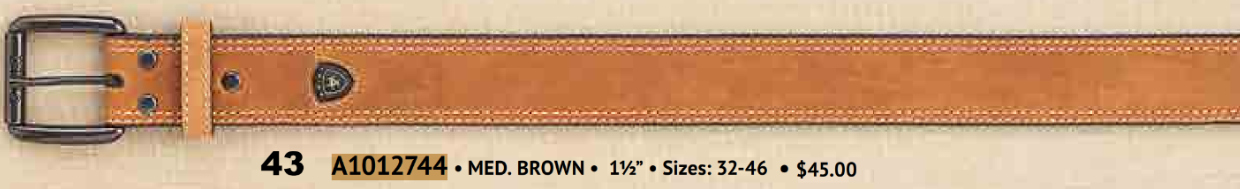 Image of Ariat à double surpiqûre - Ceinture en cuir