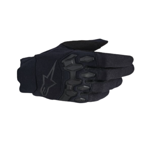 Image of Black glove with a brand logo on a white background