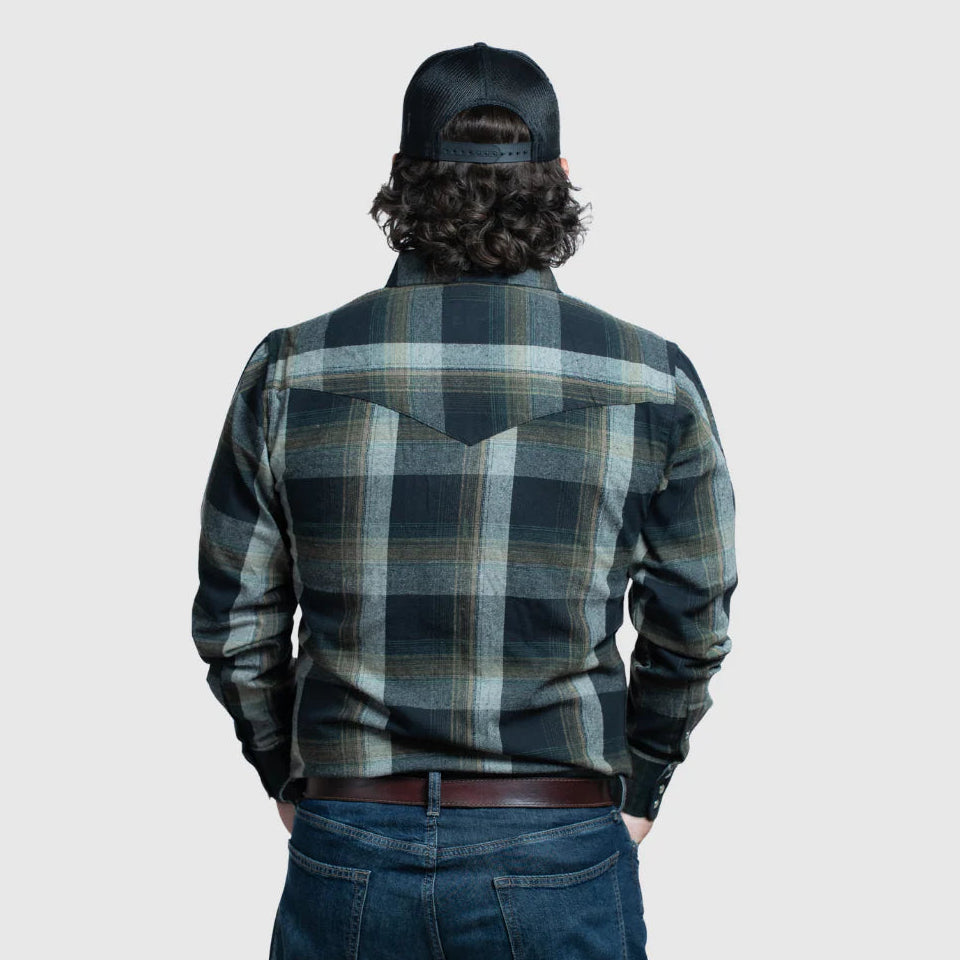 Image of Flannel Snap Shirt - Olive - Men