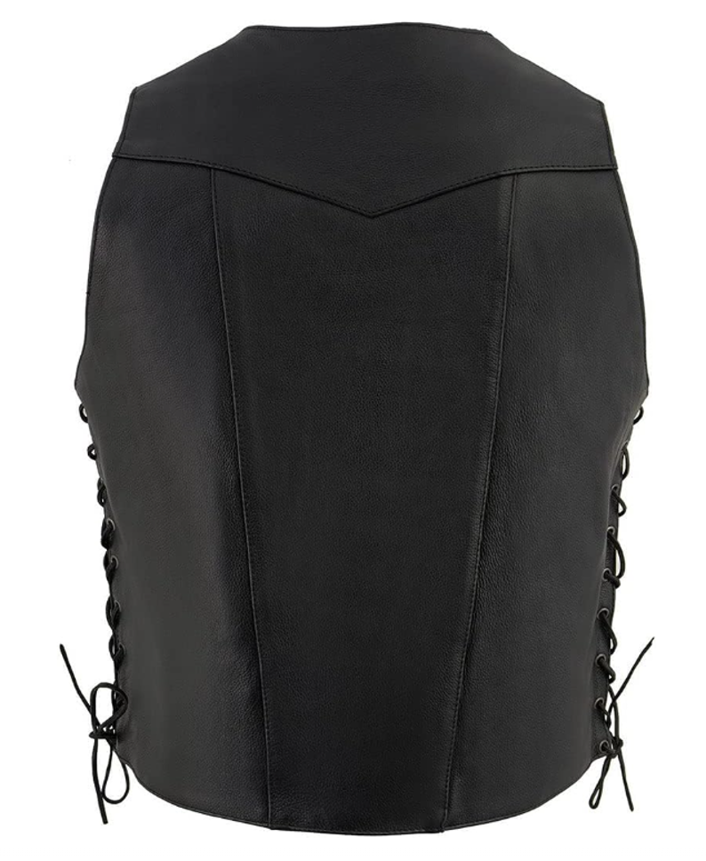 Image of Classic Snap-Front Leather Motorcycle Vest – Men