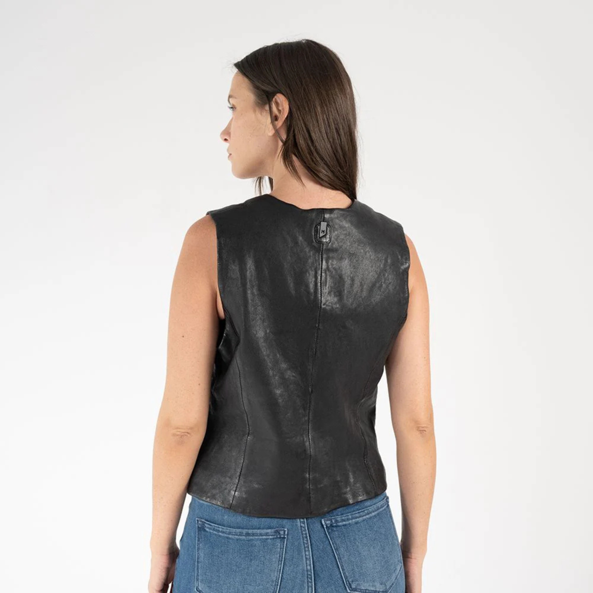 Image of Kiralee Leather Vest - Black - Women