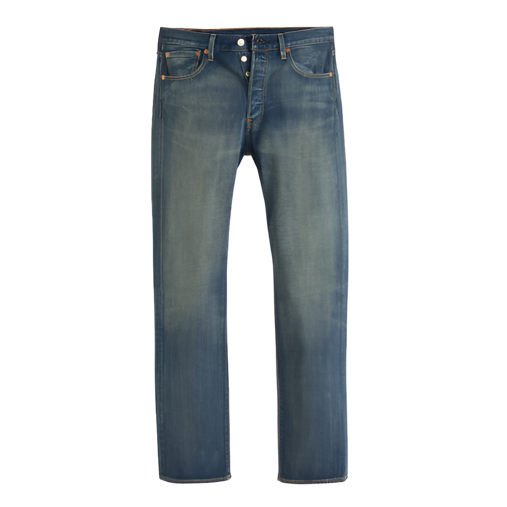 Image of Pair of blue jeans on a white background