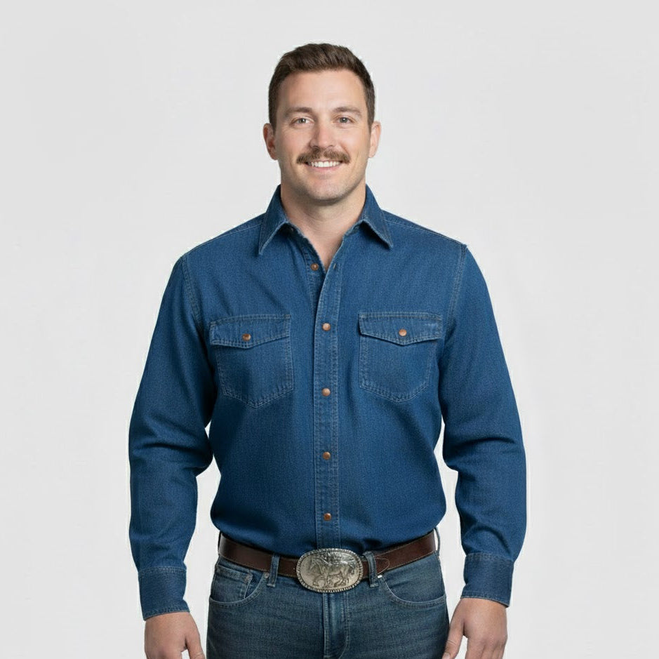 Image of Classic Western Denim Shirt - Men