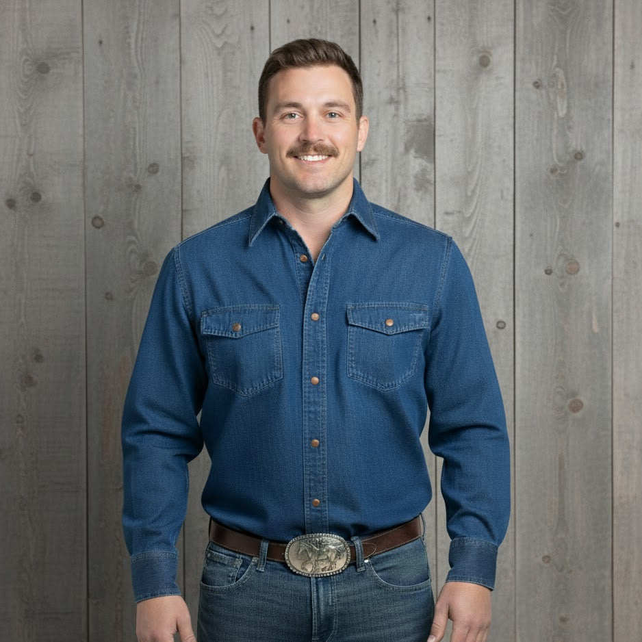 Image of Classic Western Denim Shirt - Men