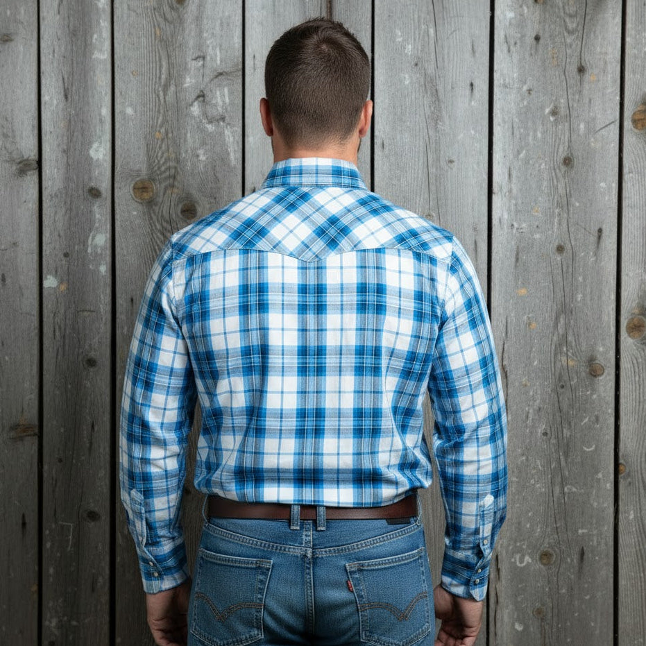 Image of Snap Plaid Shirt - Natural - Men