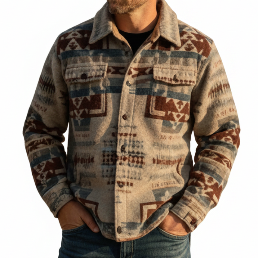 Image of Veste-Chemise Western Homme – Imprimé Sud-Ouest