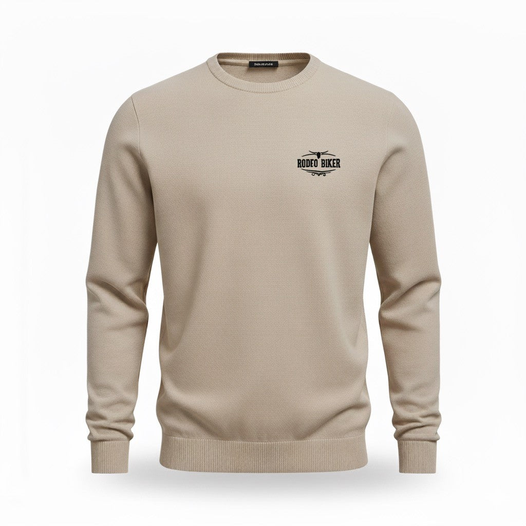Image of Beige sweatshirt with a logo on a white background