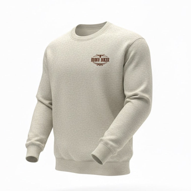 Image of Beige sweatshirt with a logo on a white background
