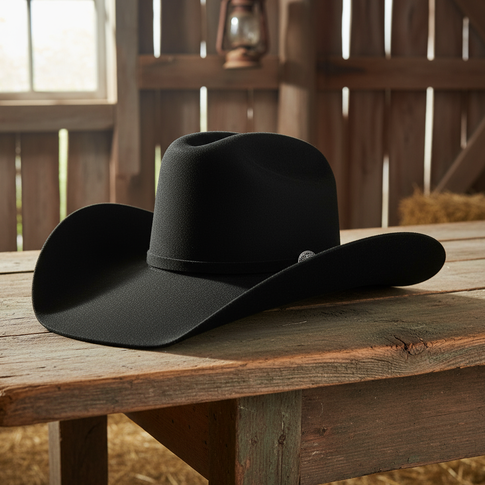 Image of Black cowboy hat on a white background