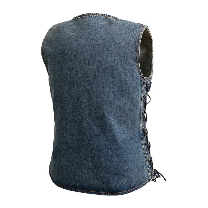 Image of Tiff Women’s Motorcycle Denim Vest – Washed Blue