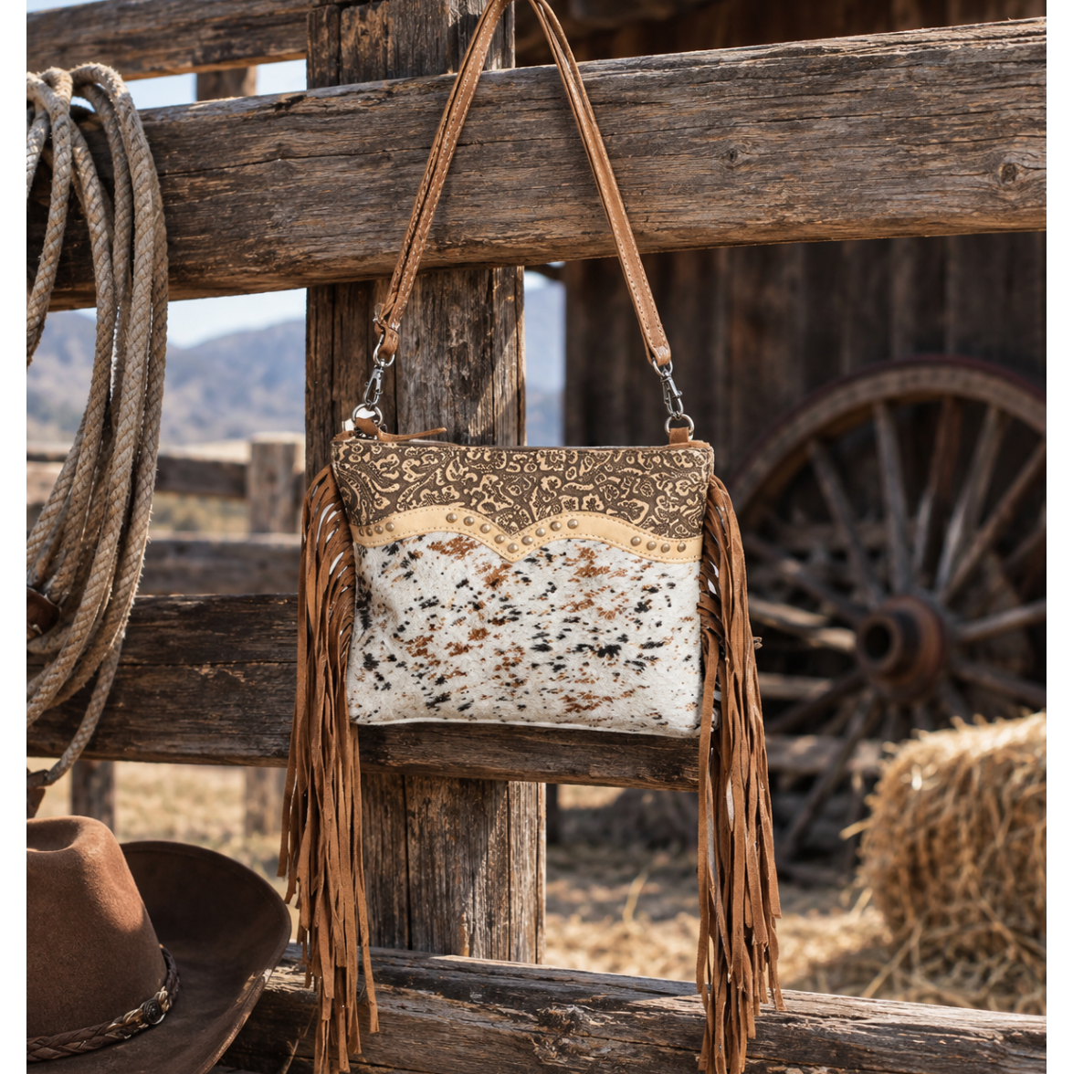 Image of Western Hair-On Leather Fringe Bag