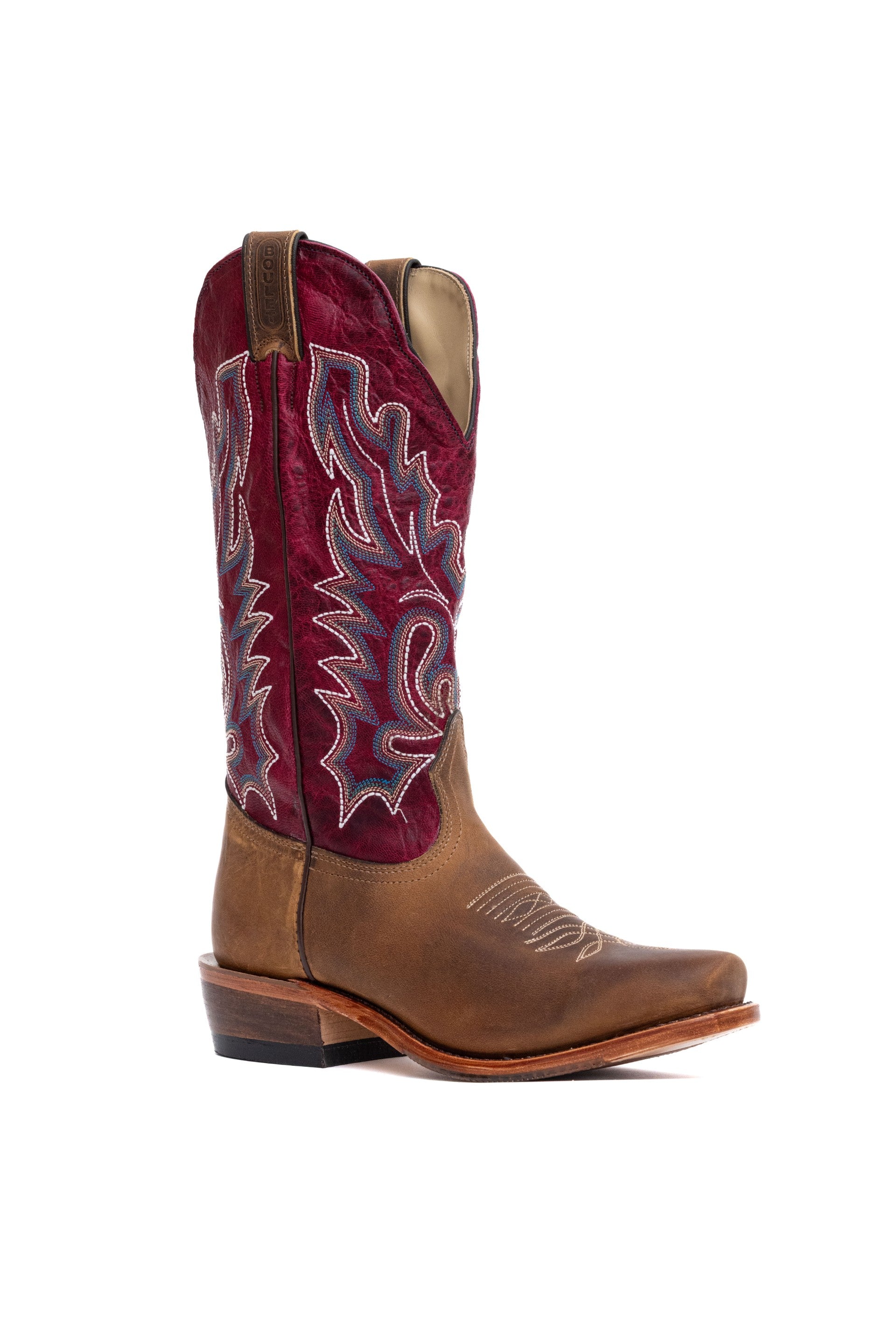 Image of Bottes western Boulet pour femme, tan et bourgogne