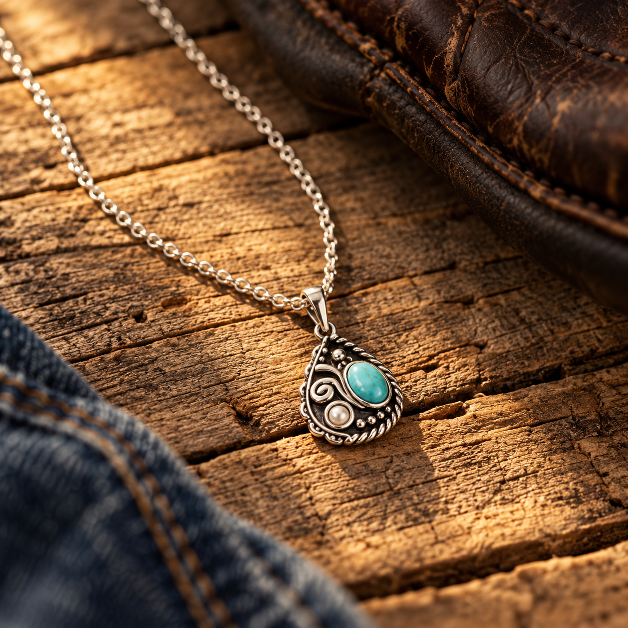 Image of Cowgirl Credo turquoise and pearl necklace — western lifestyle