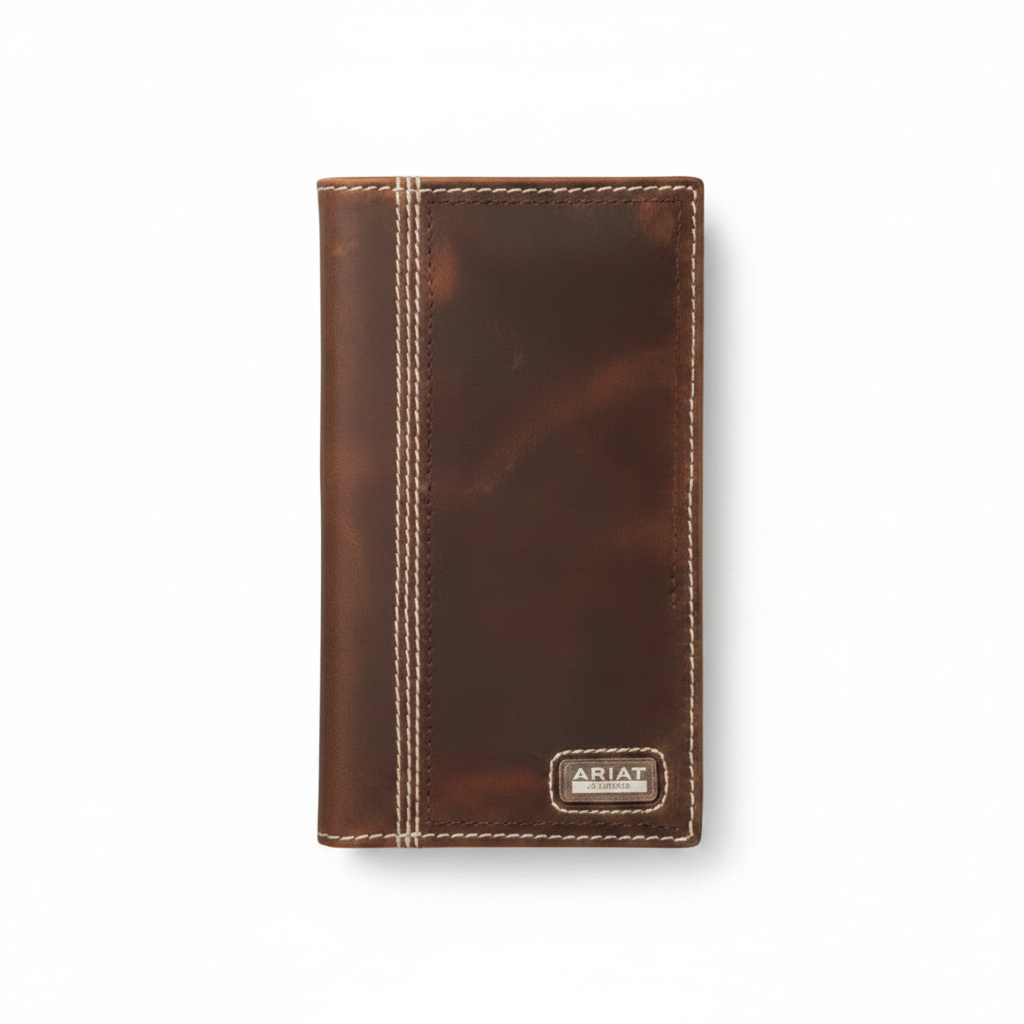 Image of Work Triple-Stitch Leather Rodeo Wallet for Men - Brown