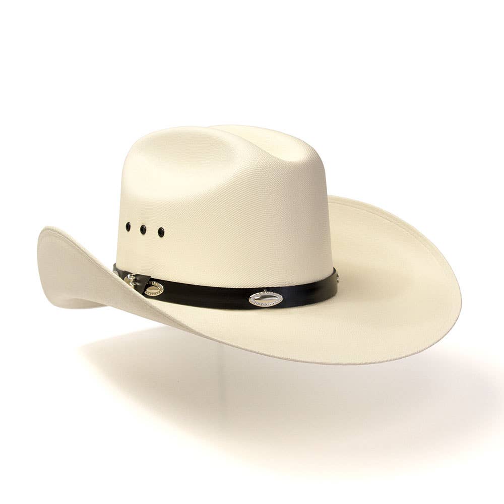 Image of Western Cattleman Straw Cowboy Hat with Silver Concho Band