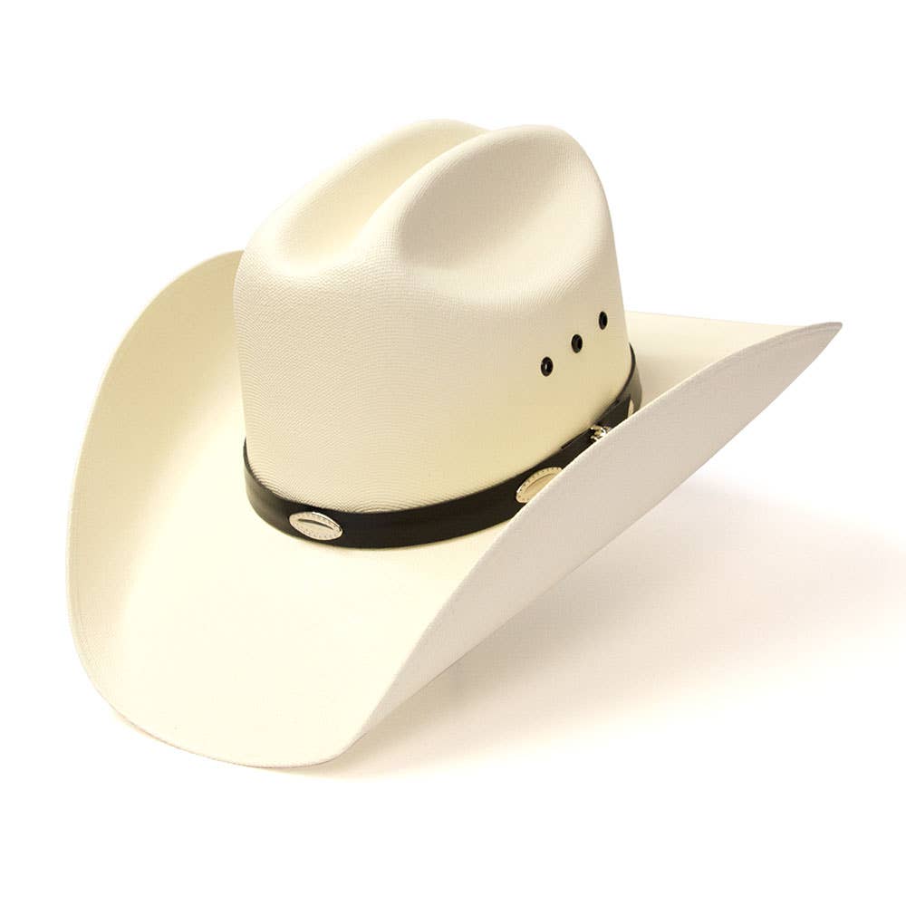 Image of Western Cattleman Straw Cowboy Hat with Silver Concho Band